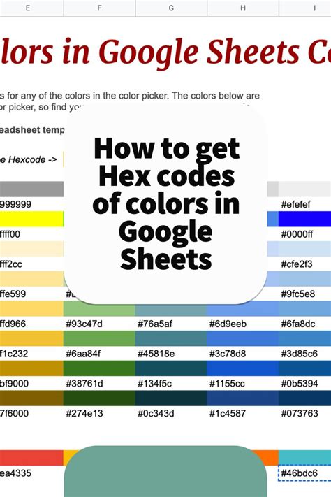 How to get Hex code of colors in Google Sheets | Google sheets, Google ...