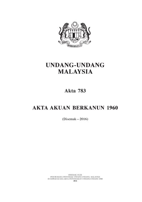 Akta Akuan Berkanun Akuan Berkanun Undang Undang Malaysia Akta