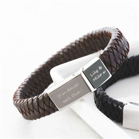 Men S Engraved Message Bracelet Engraved Leather Bracelets Engraved