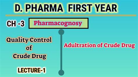 Adulteration Of Crude Drug Ch 3 L 1 Quality Control Of Drug Pharmacognosy D Pharm First