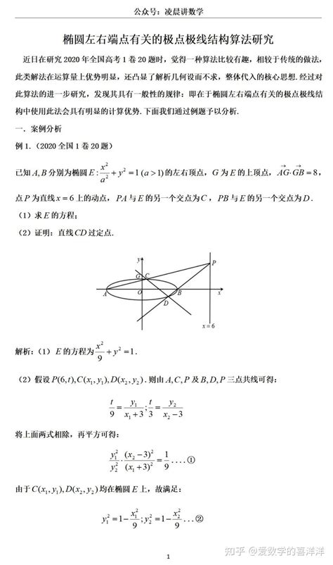 与椭圆左右端点有关的极点极线结构算法研究 知乎