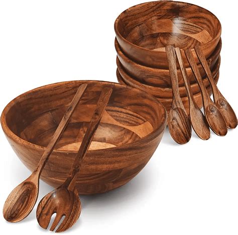 Premium Acacia Wood Salad Bowl Set By Vernissage Kitchen 100