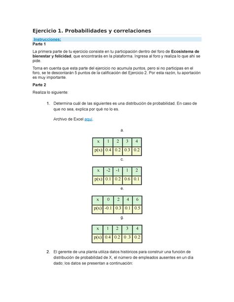 Ejercicio Estadistica Y Pronosticos Ejercicio Probabilidades Y