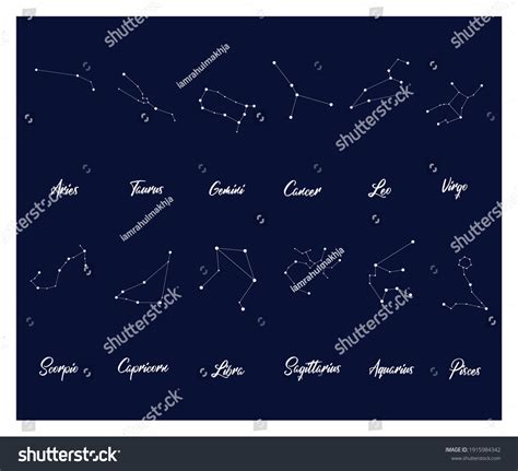 Vektor Stok Constellation Collection All One Infographics Zodiac Tanpa Royalti 1915984342