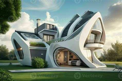 House In Trendy Futurism Style Pro Photo Stock Photo At Vecteezy