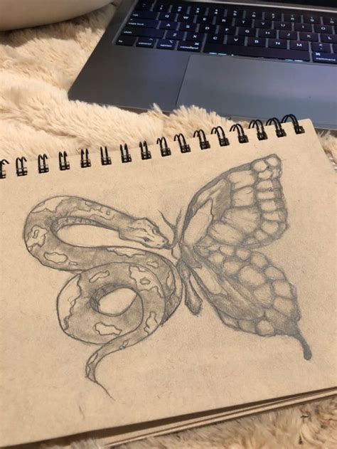 Snake Butterfly Tattoo Hand Art Drawing Meaningful Drawings Book