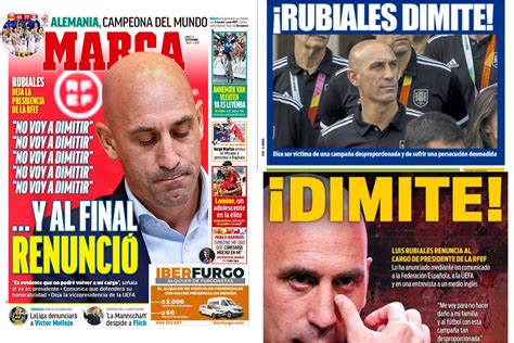 La dimisión de Rubiales acapara las portadas