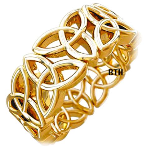 Gold Tone Trinity Knot Design Celtic Stainless Steel Mens Wedding Ring