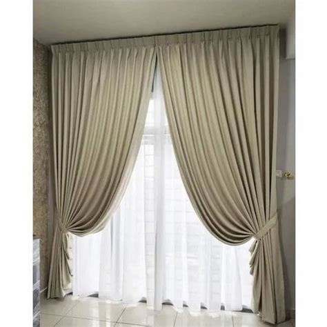 Army Green And White Plain Gsm Cotton Window Curtain At Rs