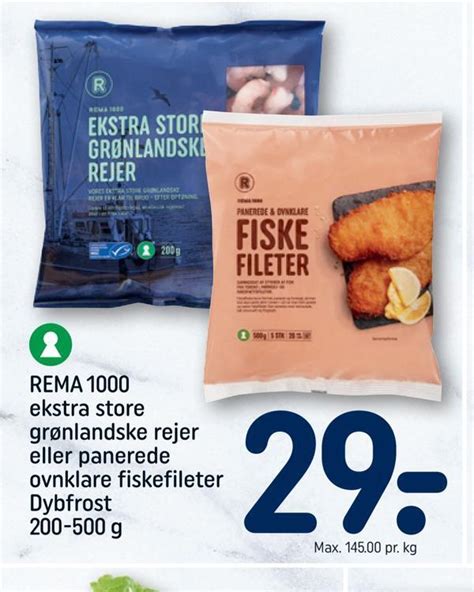 Rema 1000 ekstra store grønlandske rejer eller panerede ovnklare