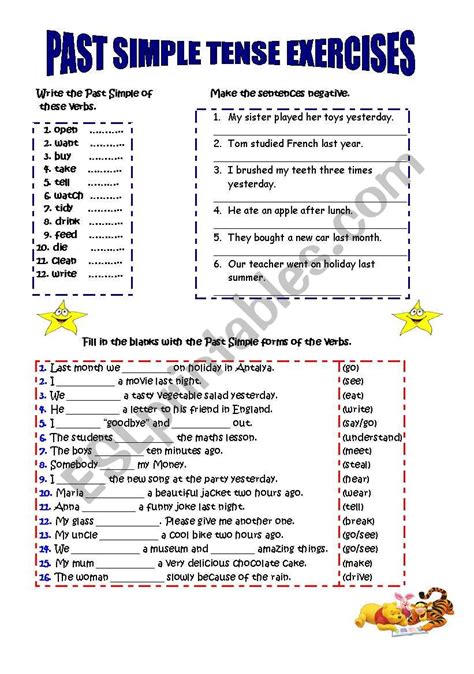 Esl Simple Past Tense Worksheets