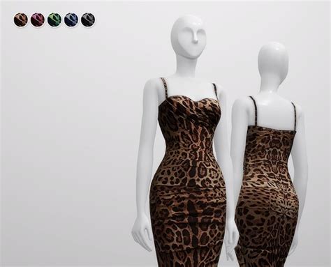 Leopard Print Mid Dress Rustys Mid Dresses Sims Sims 4