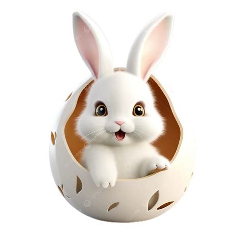 Cute White Easter Bunny In A Egg Bunny Animal Easter Bunny Png