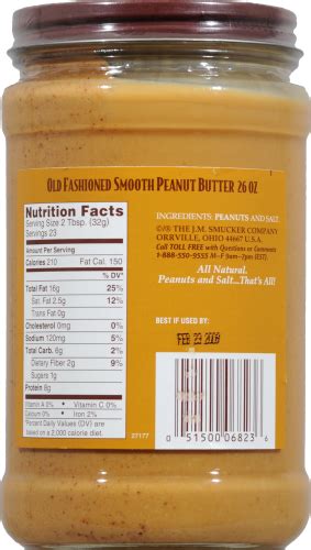 Laura Scudders All Natural Old Fashioned Smooth Peanut Butter 26 Oz