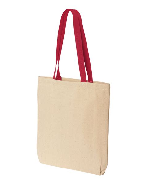 Liberty Bags Gusseted Ounce Natural Tote With Colored Handle