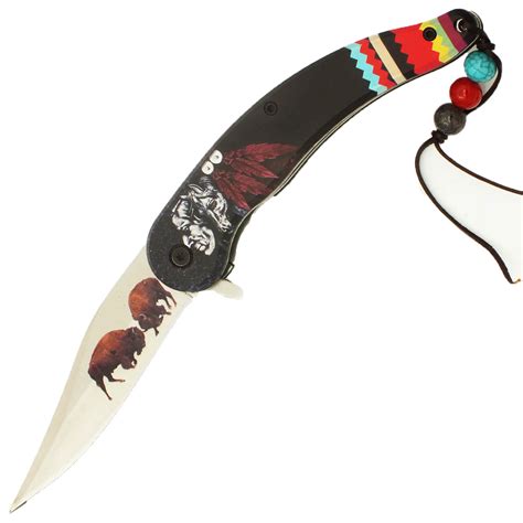 Native American Themed Knives 8.5" Indian Native American Spring ...