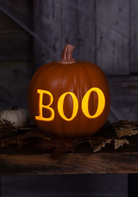 9.75" Light Up 'BOO' Pumpkin Halloween Prop | Pumpkin Décor