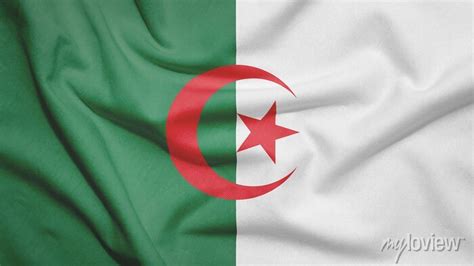 Algeria Flag With Fabric Texture Wall Stickers Waving Cotton Crease