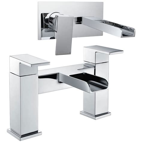 Astini Straight Waterfall Chrome Wall Mounted Basin Bath Mixer Tap