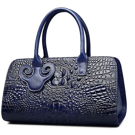 Fengyaqiandai Vintage Style Genuine Leather Crocodile Pattern Bag