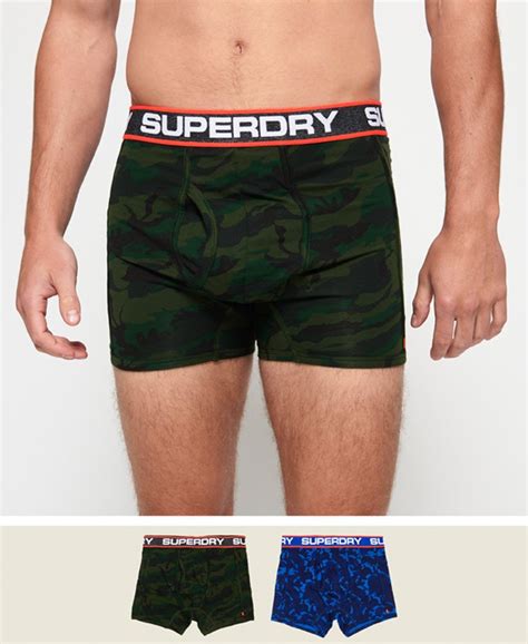 Mens Sport Boxers Double Pack In Blue Tone Camoforest Camo Superdry