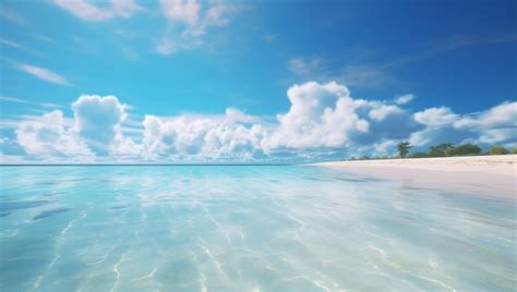 Premium AI Image | A beach in the maldives with a clear blue sky and clouds