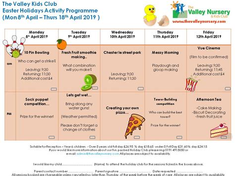 EASTER HOLIDAY Club Activities 2019 - Happy Easter!!! - from the Valley ...