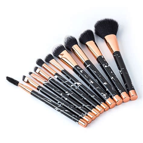 Wholesale New Hot Products Private Label 10 Pcs Black Marble Handle Cosmetics Make Up Brushes