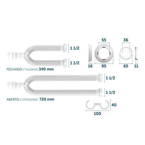 Sifão Tubo Extensivo Duplo Universal Cromado 031601 Blukit Guemat