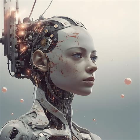 Premium Ai Image Portrait Of Beautiful Female Robot With Artificial