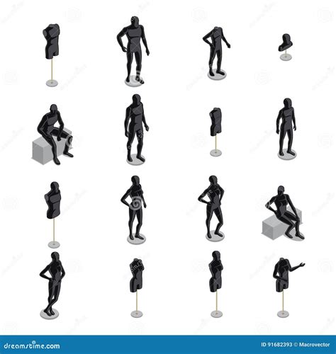 Mannequins Isometric Set Stock Vector Illustration Of Female 91682393