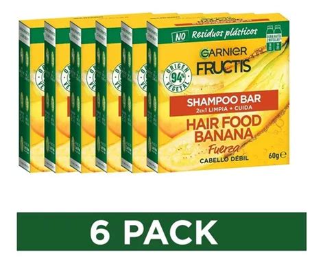 Pack Garnier Shampoo Bar Hair Food Banana 60 Gr 6 Unidades Mercadolibre