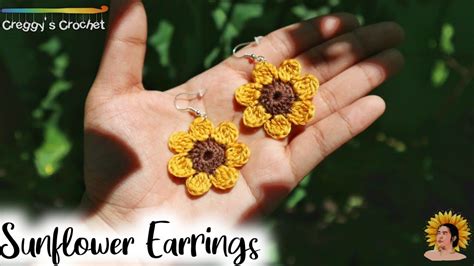 CROCHET Sunflower Earrings Tutorial YouTube