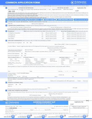 Fillable Online Edelweiss Common Application Form Rach Insure Invest