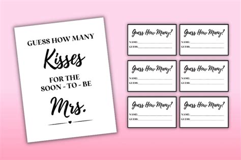 Guess How Many Kisses For The Soon To Be Mrs Game Free Printable