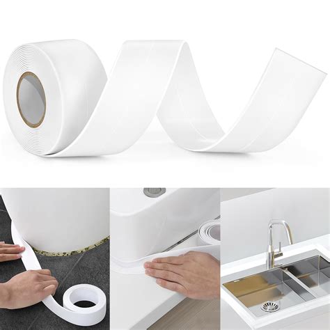 1pcs Easliffy Bath And Kitchen Caulk Tape Sealant Strip Pvc Self Adhesive Tub And Wall Sealing