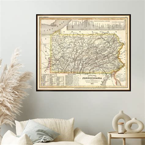 Pennsylvania Map, the Keystone State Wall Map Decor, Restored Map, Historical Map Art - Etsy