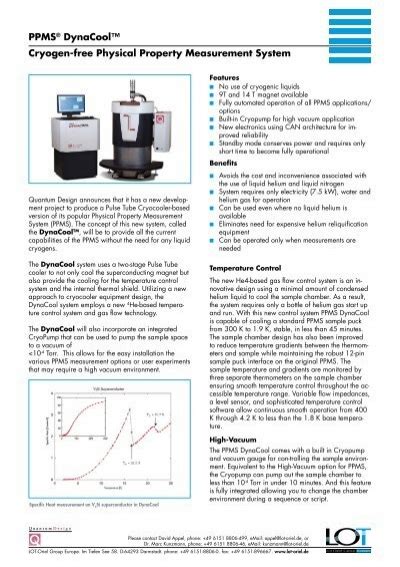 Ppms® Dynacool™ Cryogen Free Physical Property Lot Oriel