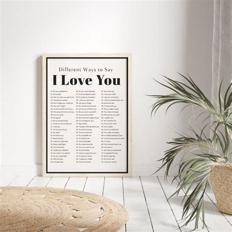 Different Ways To Say I Love You Poster Black And White Etsy