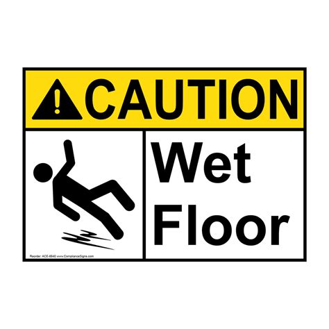 Ansi Caution Wet Floor Sign Ace 6640 Slippery When Wet