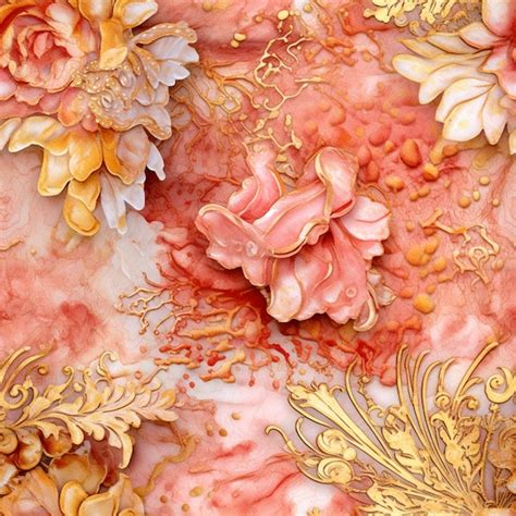 Premium Ai Image There Is A Very Pretty Pink And Gold Floral Design