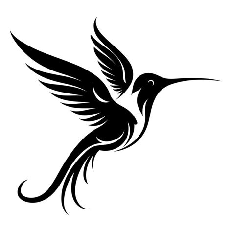 Elegant Stylized Hummingbird Silhouette In Black And White Premium Ai