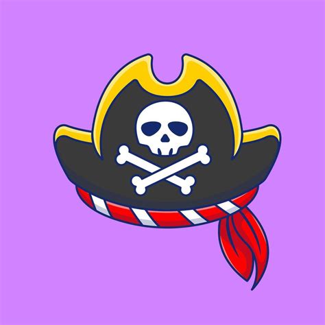 Pirate Hat Cartoon Vector Icons Illustration Flat Cartoon Concept