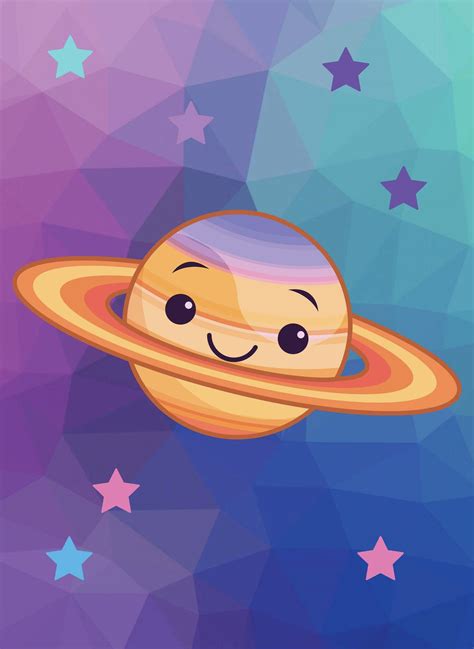 Kawaii Cute SATURN Solar System Space Print Poster - Etsy