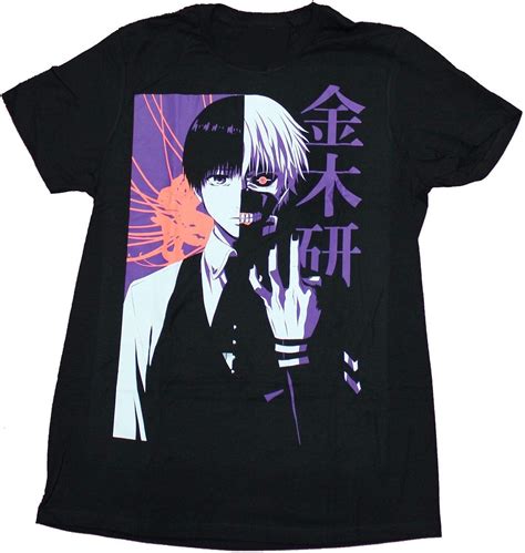 Tokyo Ghoul Mens T Shirt Split Face Ken Kaneki Kanji Image