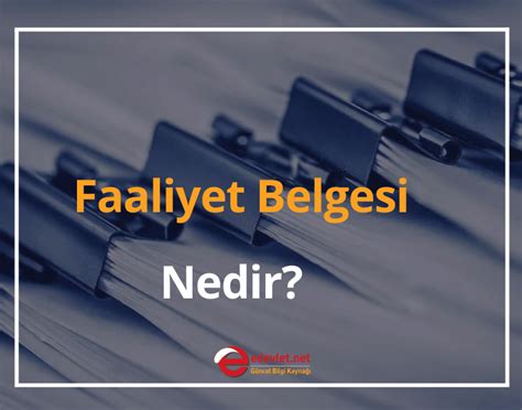 Faaliyet Belgesi Nedir 2024 Faaliyet Belgesi Nereden Alınır eDevlet net