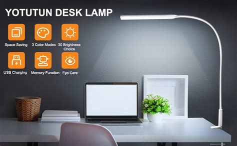 LED Desk Lamp YOTUTUN Swing Arm Table Lamp With Clamp Flexible