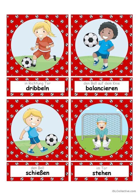 Fu Ball Verben Flashcards Klein English Esl Worksheets Pdf Doc