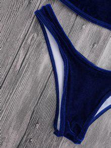 Velvet Bralette Scoop Bikini Set In Royal Blue Zaful