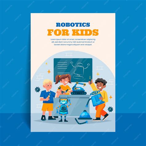Premium Vector | Hand drawn flat robotics for kids poster template